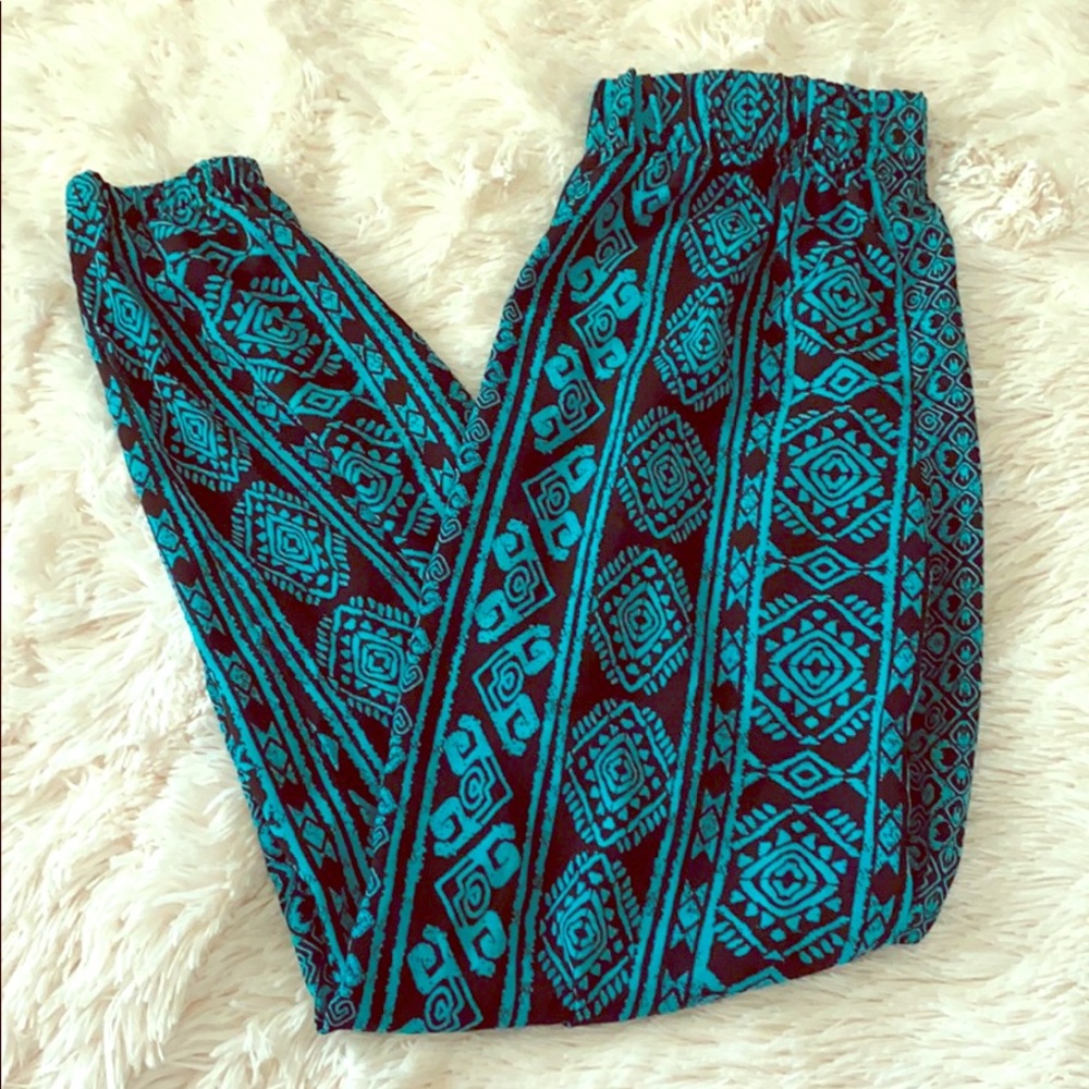 Boho Palazzo Pants - Black and Blue